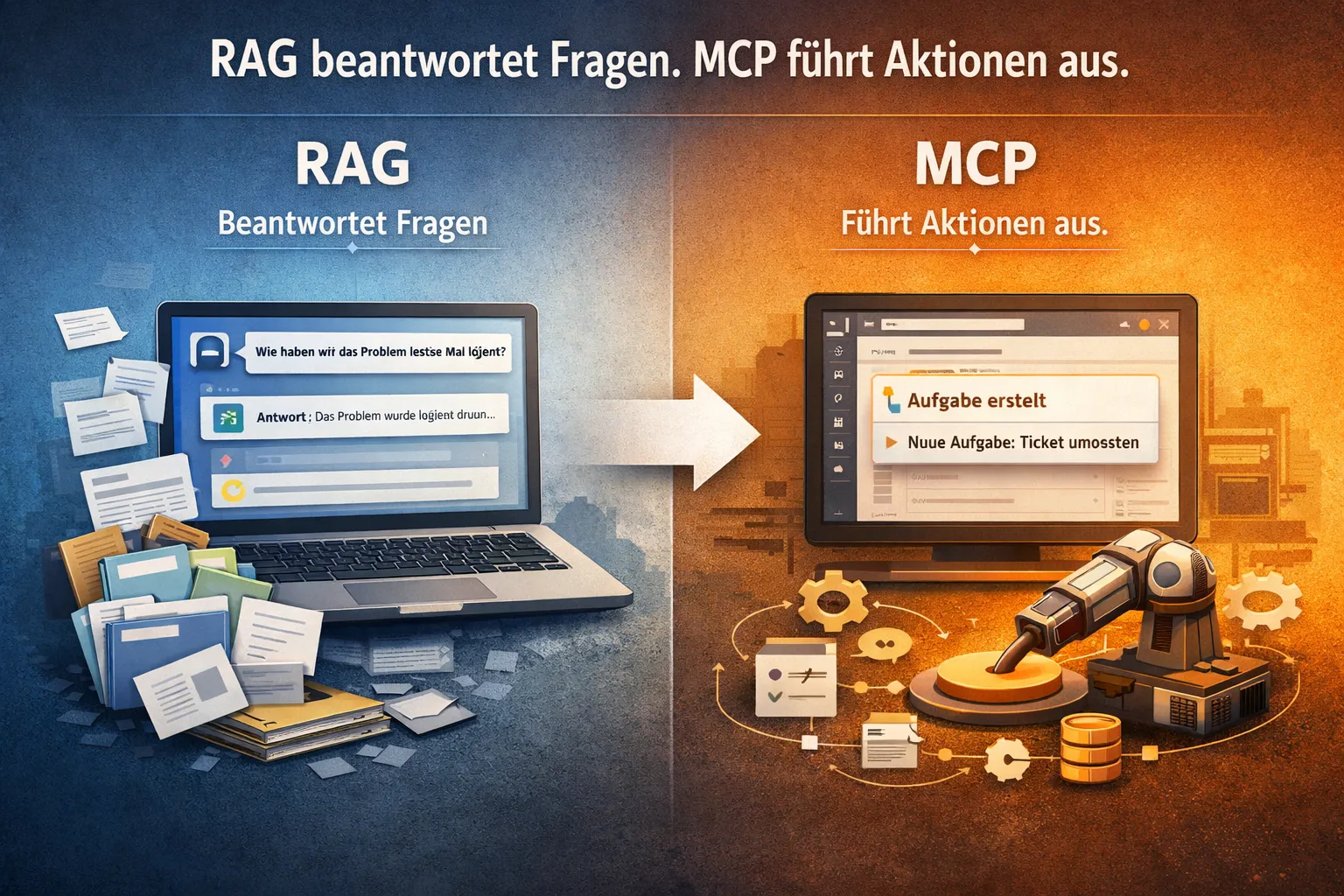 RAG beantwortet Fragen. MCP führt Aktionen aus.