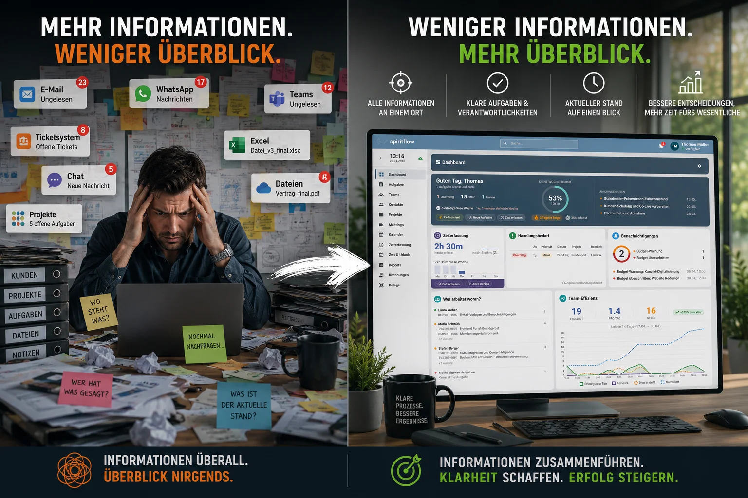 Symbolbild für Informationsmanagement: viele verteilte Datenquellen, die zusammengeführt werden müssen