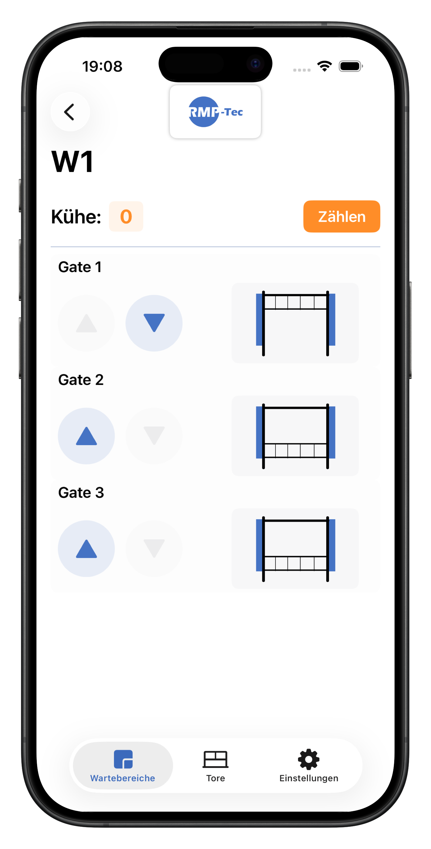 Lift Gate Control App auf iPhone - Torsteuerung in der Melkanlage