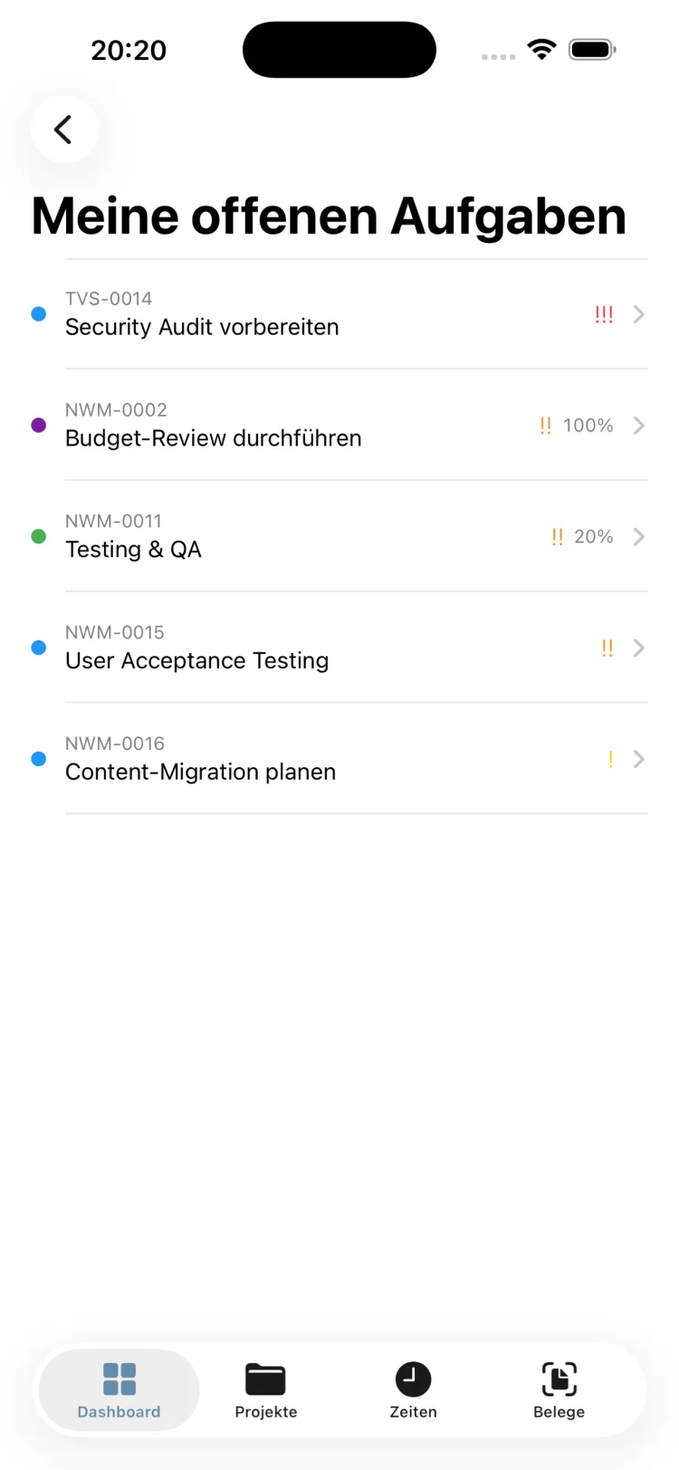spiritflow App Aufgabenliste auf dem iPhone